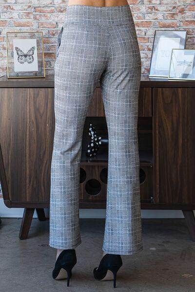 Heimish Full Size Plaid Flare Pants With Wide Waist Band Plus Size-4