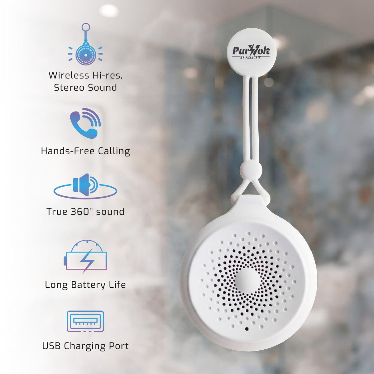 Pursonic Peak Wireless Speaker & Pursonic Waterproof Wireless Speaker Bundle – 360° Hi-Res Sound Anywhere, Anytime-4