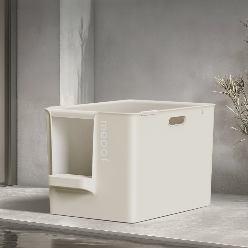 Extra Large Semi-Enclosed Cat Litter Box with Step & Scoop Set-5